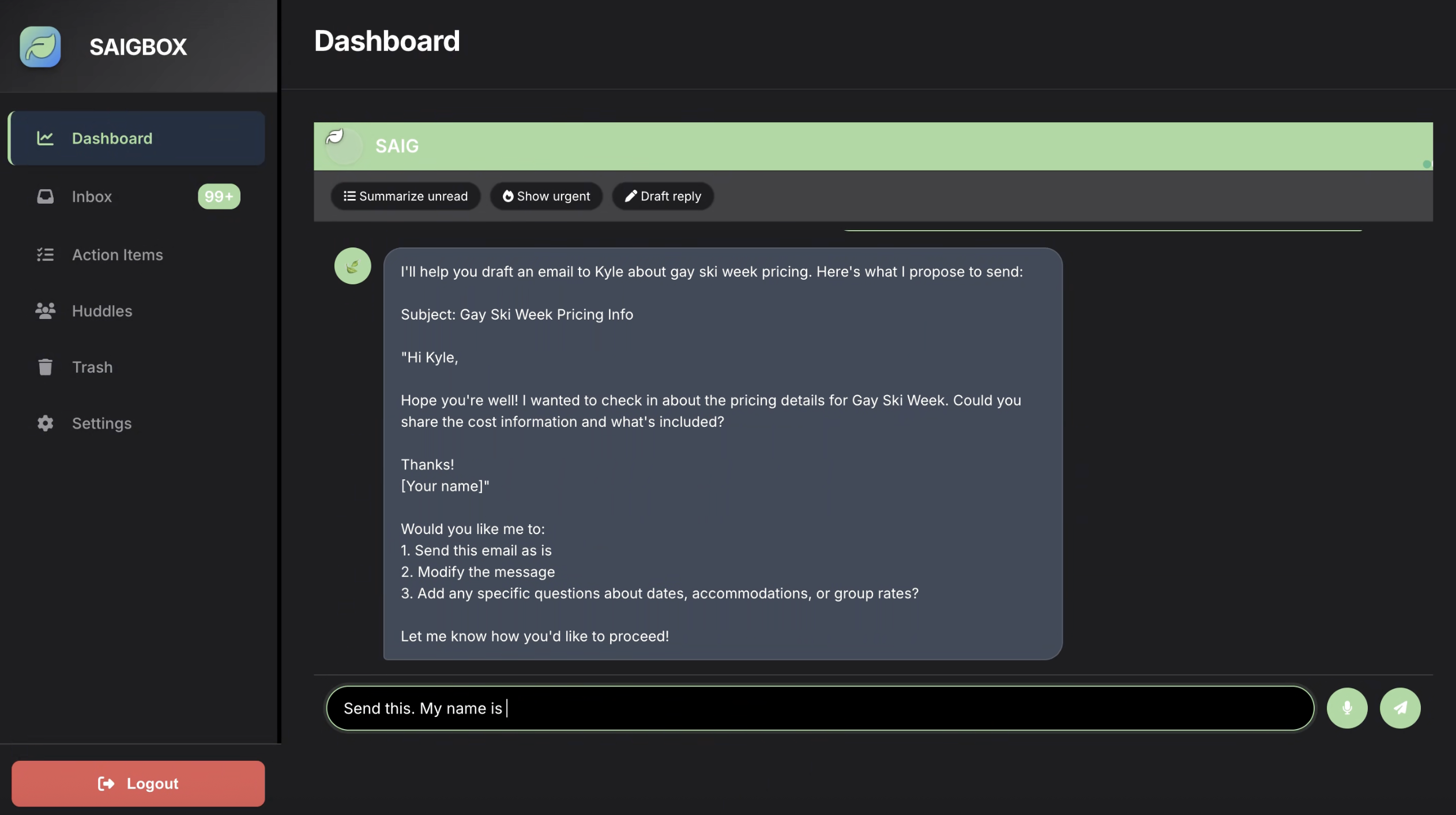 SAIGBOX Dashboard Preview